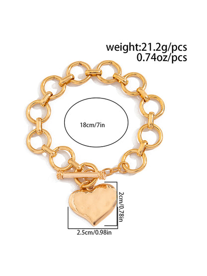 Normcore Chains Geometric Heart Shape Bracelet Accessories