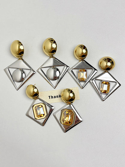 Contrast Color Geometric Drop Earrings