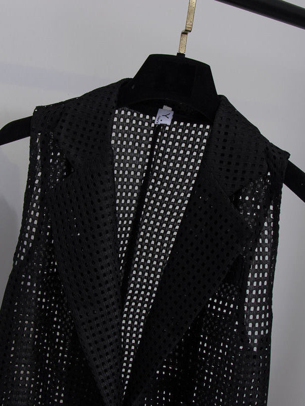 Original Simple Casual Solid Color Hollow Vest Outwear