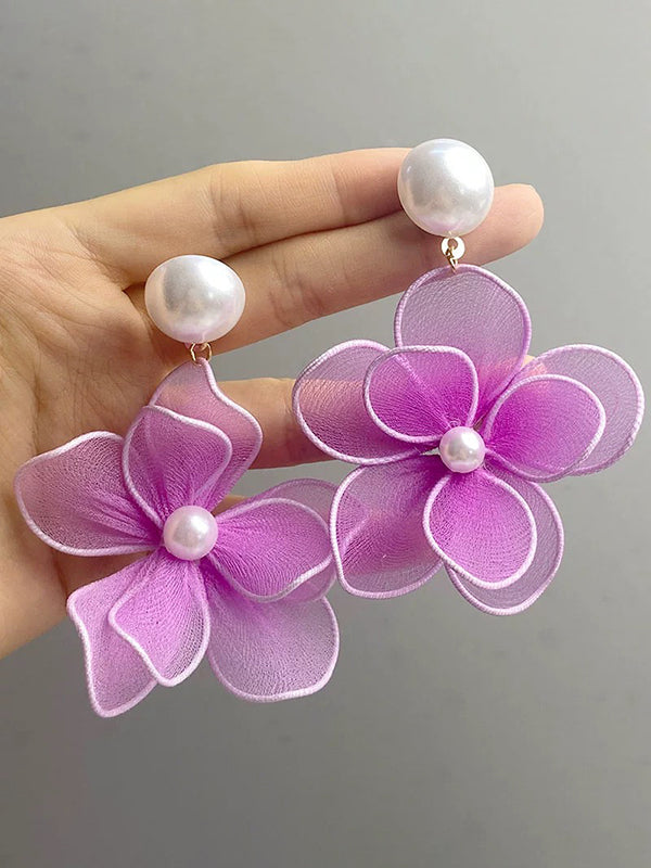 Flower Shape Gauze Earrings Accessories