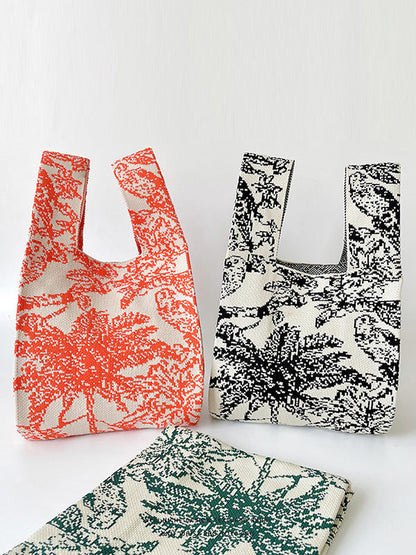 Contrast Color Printed Woven Bags Handbags
