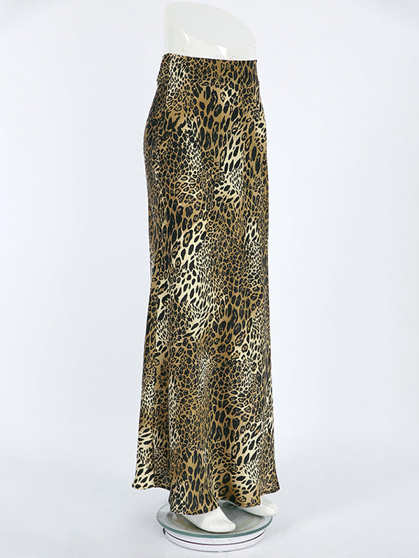 High Waisted Mermaid Leopard Split-Joint Skirts