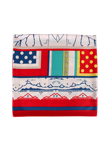 Color-Block Contrast Color Polka-Dot Printed Shawl&Scarf