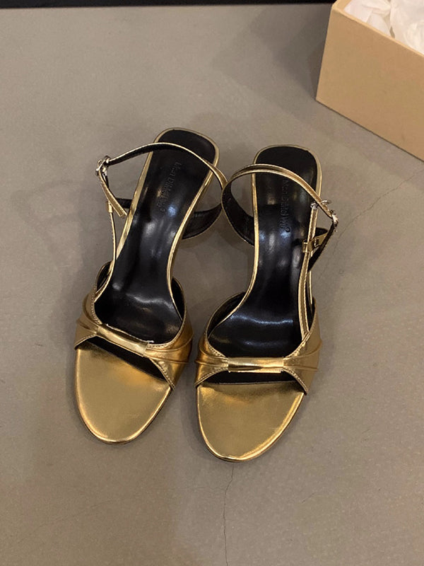 Belt Buckle Open Toe Peep-Toe Split-Joint Pumps Sandals Sling Shoes