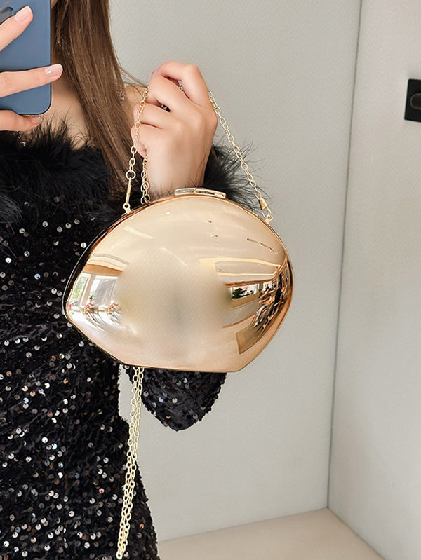 Chains Geometric Solid Color Crossbody Bags Satchels