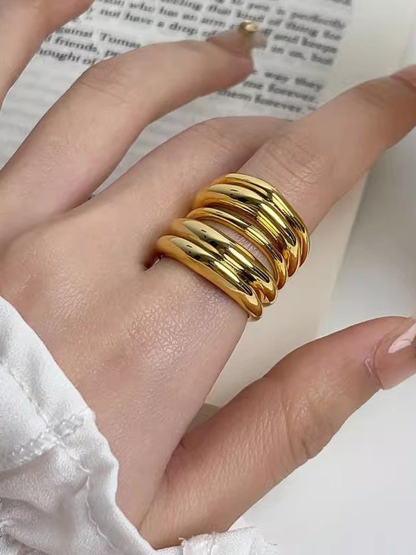 Geometric Shiny Solid Color Rings Accessories