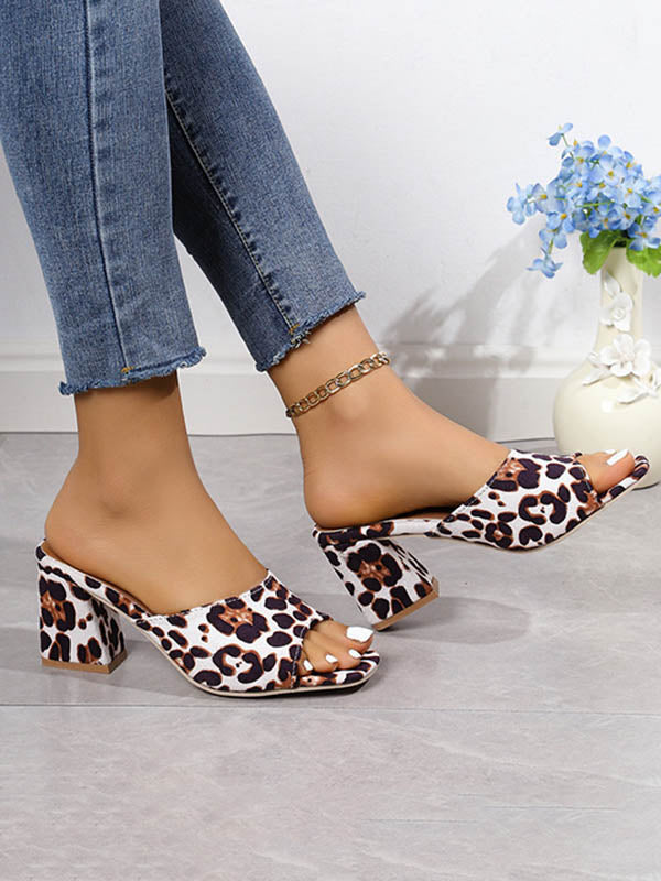 Leopard Open Toe Pumps Sandals Slippers
