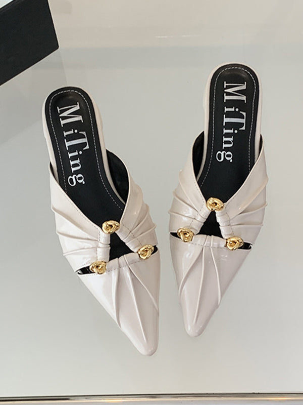 Hollow Pointed-Toe Split-Joint Sandals Slippers&Mules