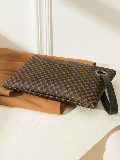 Crocodile Texture Geometric Print Zipper Handbag