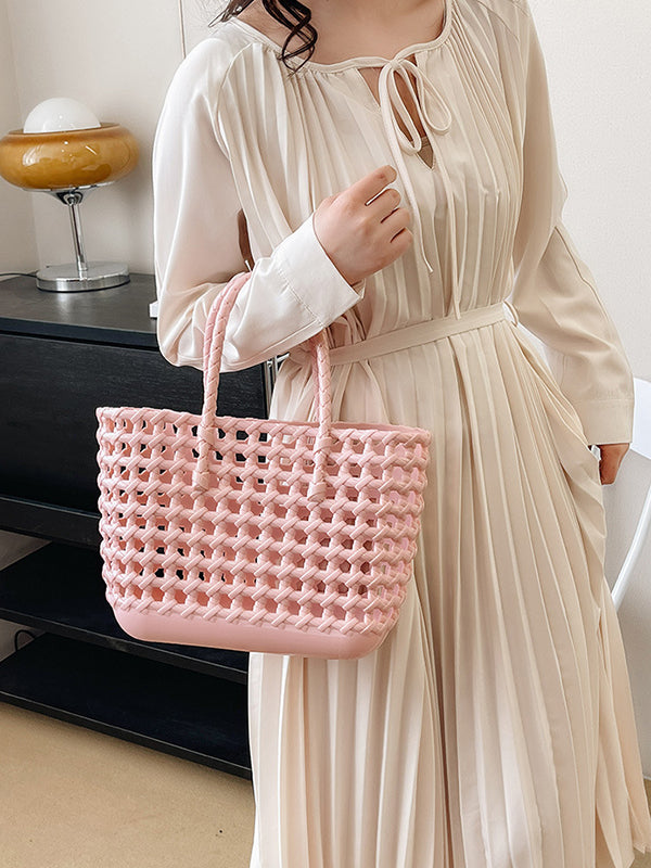 Hollow Solid Color Handbags