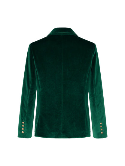 Long Sleeves Buttoned Solid Color Notched Collar Blazer Suits Outerwear