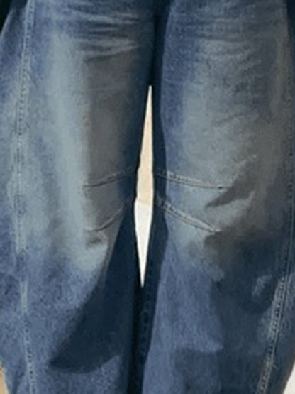 Harem Pants Pleated Split-Joint Jean Pants Bottoms