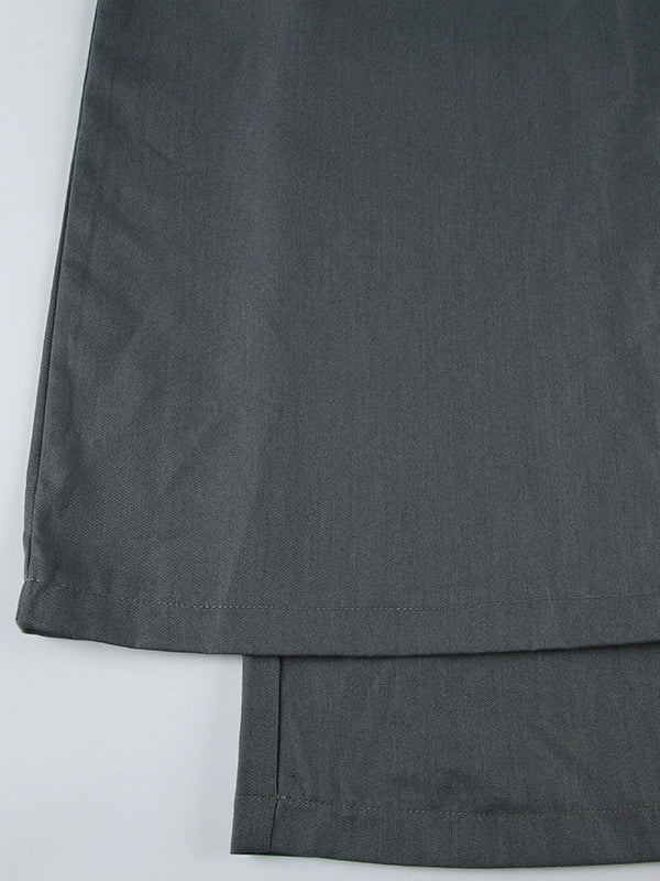 High Waisted Loose Solid Color Split-Joint Pants Trousers