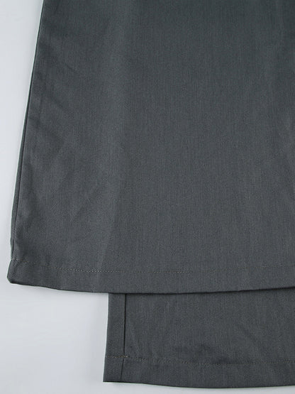 High Waisted Loose Solid Color Split-Joint Pants Trousers