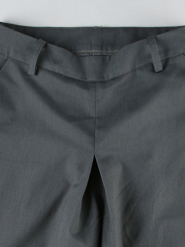 High Waisted Loose Solid Color Split-Joint Pants Trousers