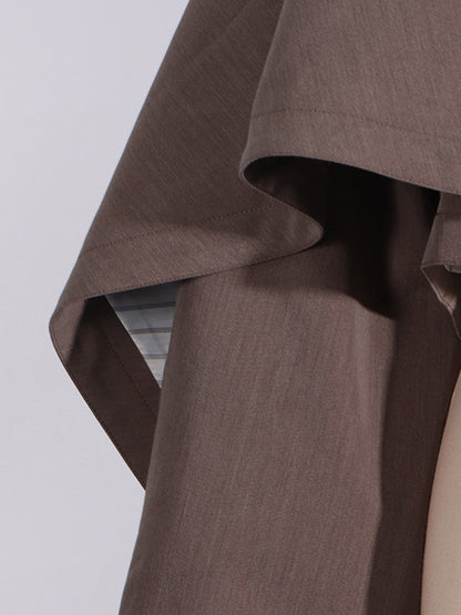 Long Sleeves Loose Asymmetric Buttoned Pockets Solid Color Stand Collar Blazer Outerwear