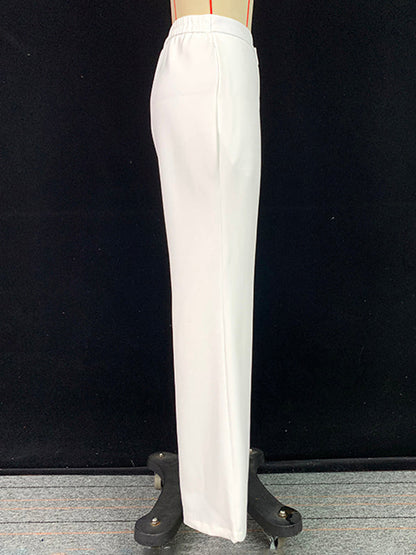 High Waisted Loose Solid Color Pants Trousers