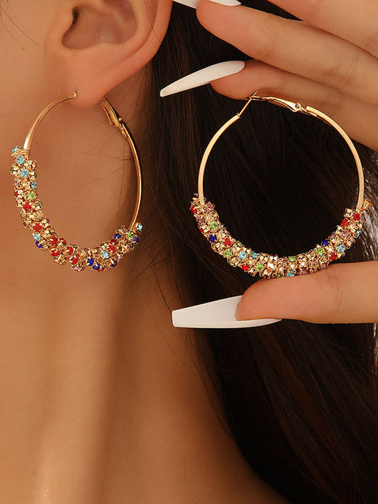 Geometric Rhine Stones Drop Earrings