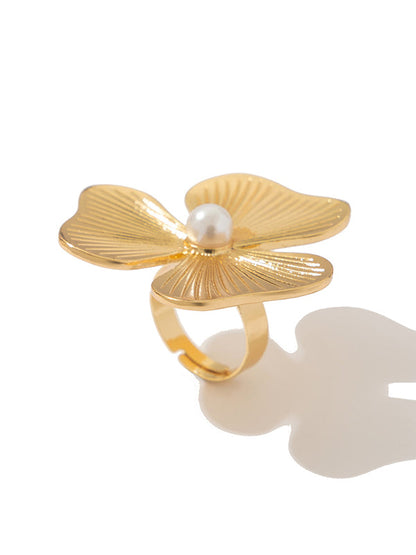 Flower Shape Pleated Shiny Rings Accessories