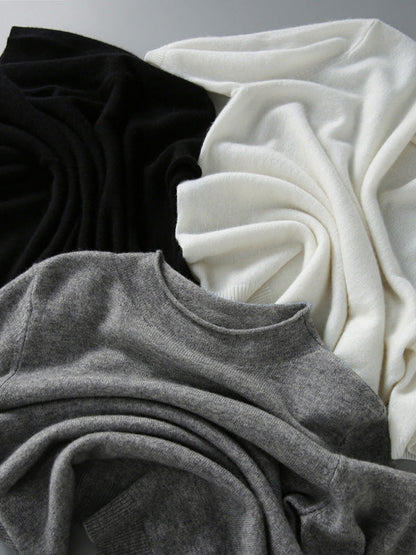 Simple Solid Color Round-Neck Short Sleeves Sweater