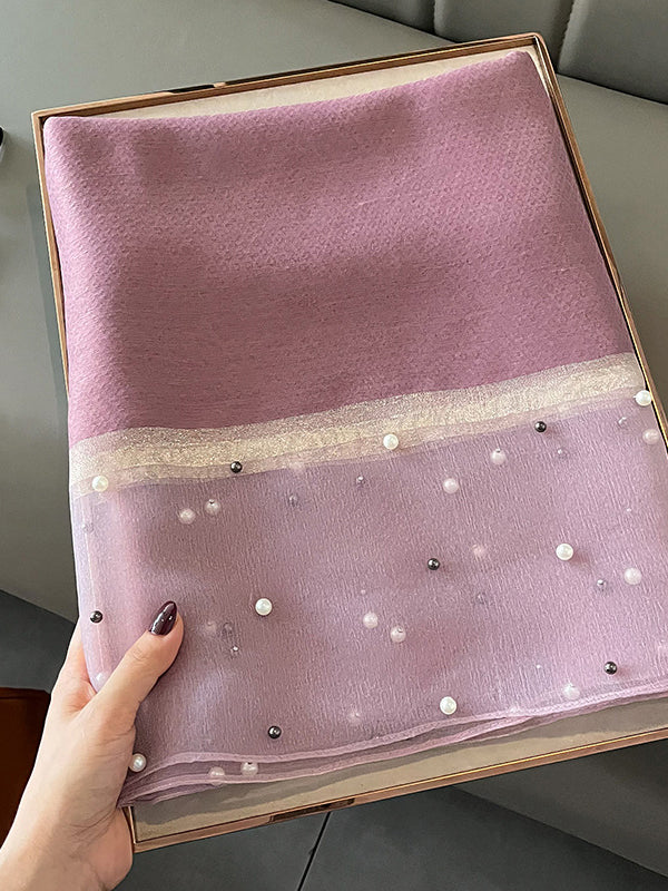 Sun-Protection Beaded See-Through Shawl&Scarf