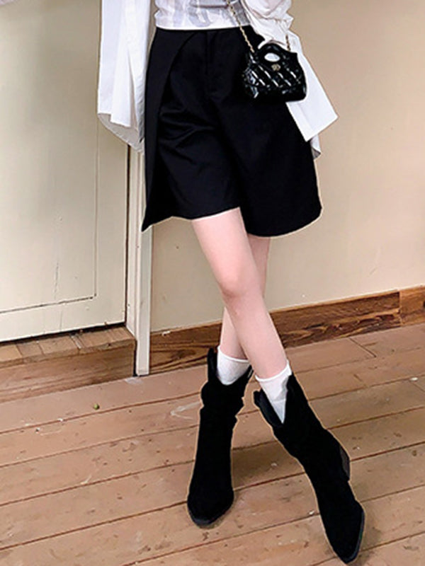 Pointed-Toe Split-Joint Boots Pumps