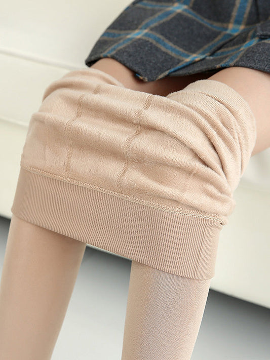 Simple Velvet Keep Warm Solid Color Leggings
