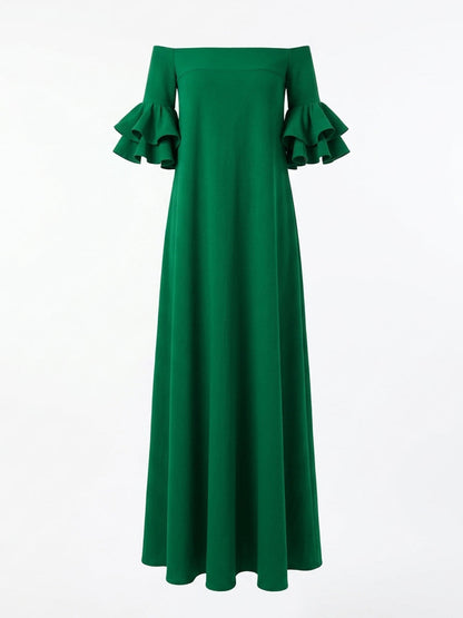 Half Sleeves Loose Solid Color Off-The-Shoulder Maxi Dresses