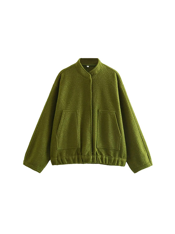 Long Sleeves Loose Split-Joint Round-Neck Outerwear
