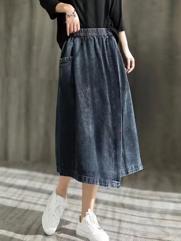 Loose Asymmetric Elasticity Split-Joint Skirts