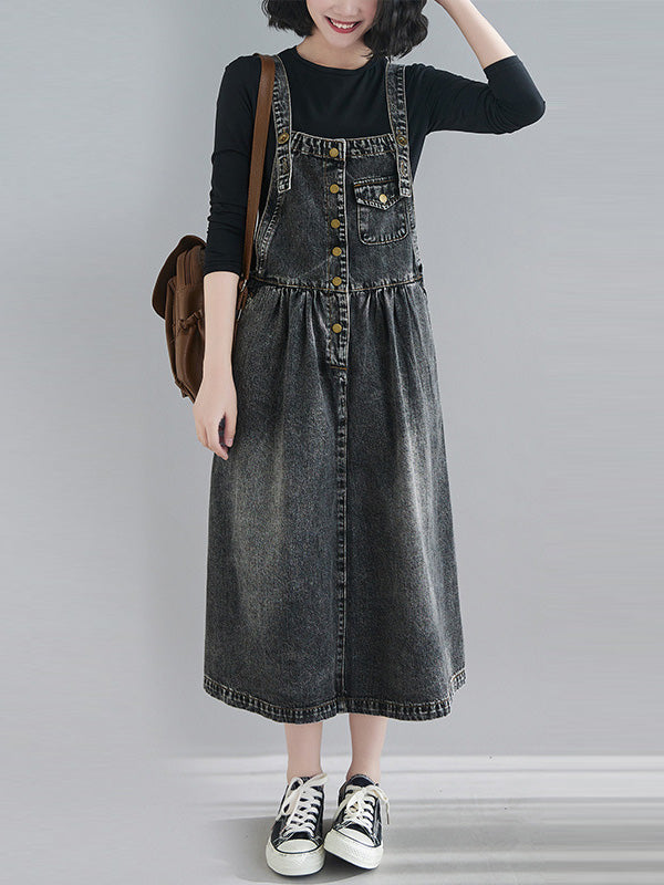 Original Sleeveless With Pocket Denim Dress