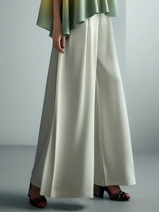 High Waisted Loose Pleated Solid Color Split-Joint Pants Trousers