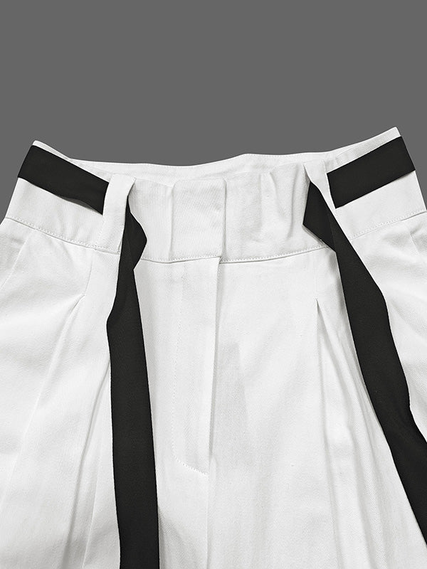 High Waisted Loose Drawstring Pleated Pants Trousers