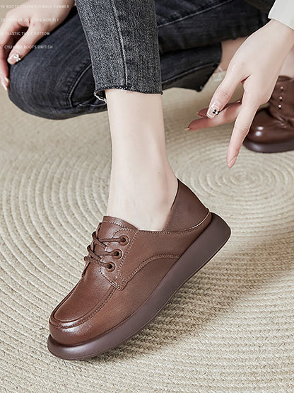Women Casual Genuine Leather Low Heel Loafer Shoes