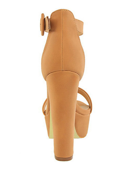 Buckle Peep-Toe Split-Joint Pumps Sandals