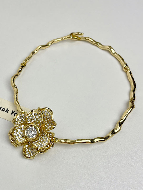 Flower Shape Geometric Rhine Stones Necklaces Accessories