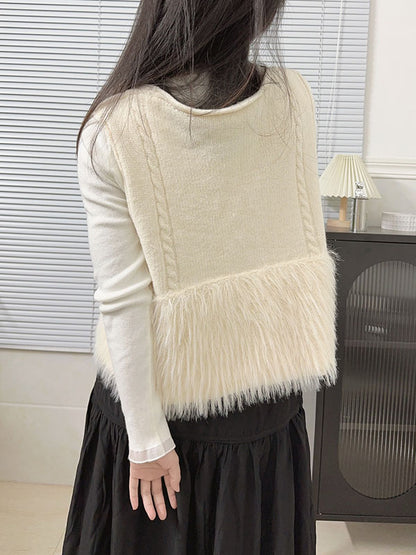 Loose Sleeveless Buttoned Solid Color Split-Joint V-Neck Vest Outerwear
