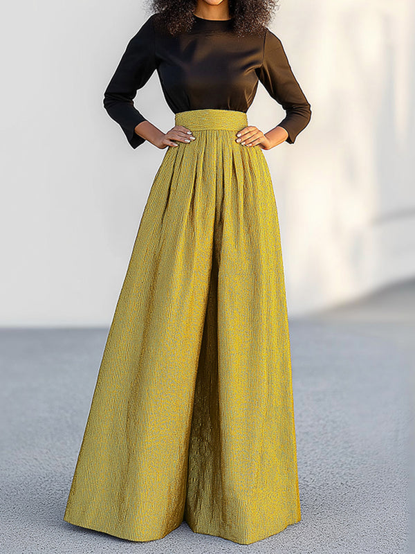 Loose Wide Leg Solid Color Casual Pants Bottoms Trousers