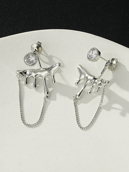 Geometric Rhine Stones Tasseled Drop Earrings