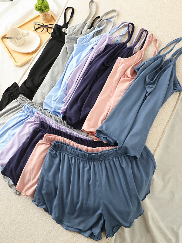 9 Colors Modal Vest&Shorts Loose Two-Piece Sexy Pajamas