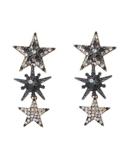 Rhine Stones Shiny Star Shape Earrings Accessories
