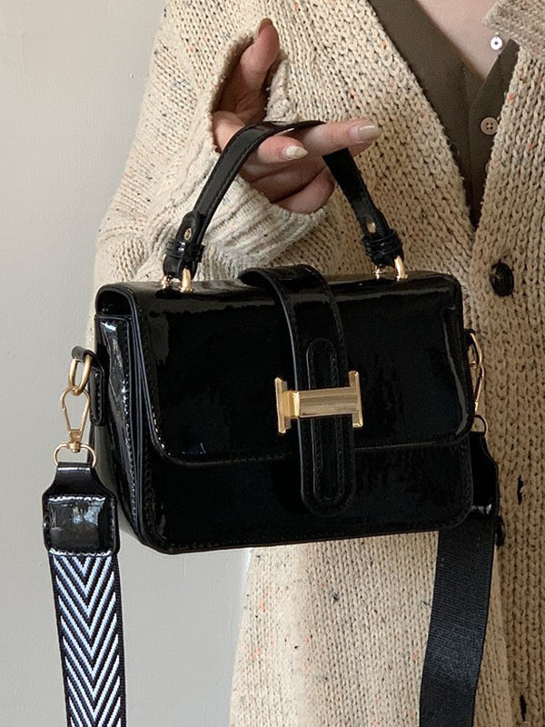 Belt Buckle Shiny Split-Joint Bags Crossbody Bags Handbags