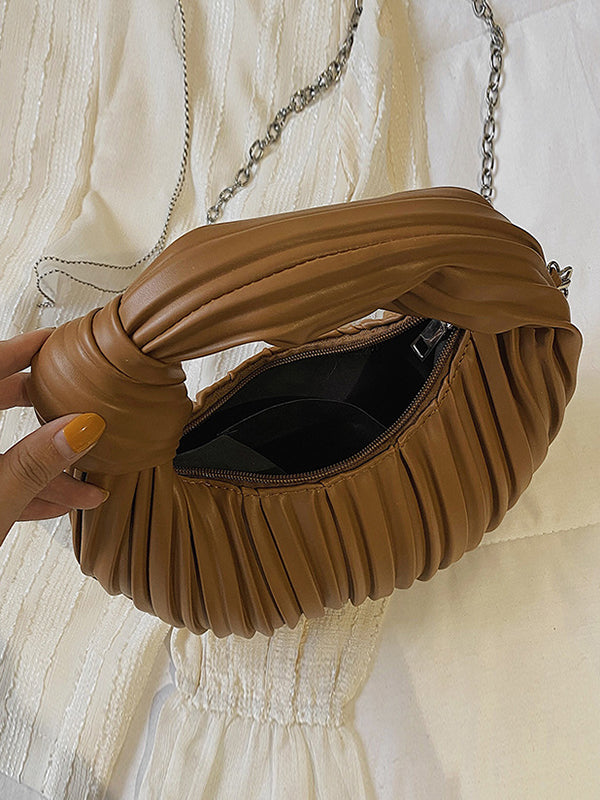 Pleated Split-Joint Zipper Bags Accessories Handbags Shoulder Bags