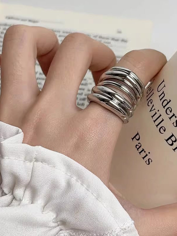 Geometric Shiny Solid Color Rings Accessories