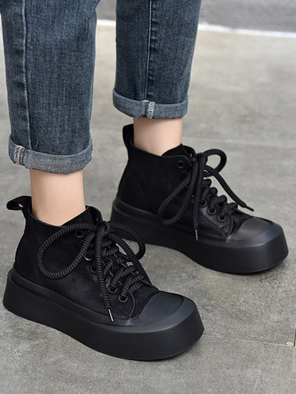 Cow Leather Tied Boots