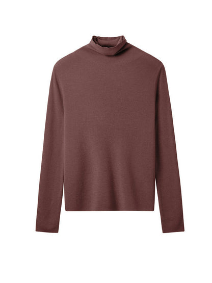Long Sleeves Skinny Solid Color High-Neck Knitwear Pullovers Sweater Tops