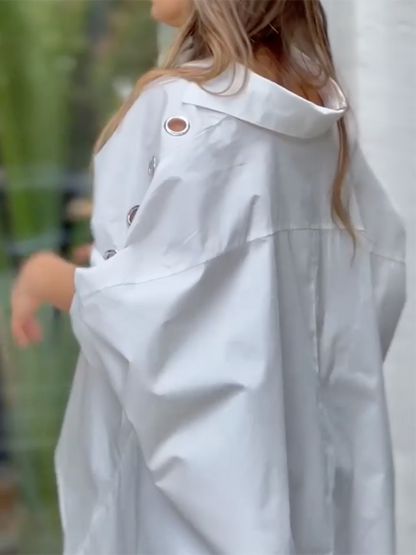 Loose Puff Sleeves High-Waisted Hollow Solid Color Lapel Collar Blouses&Shirts Tops