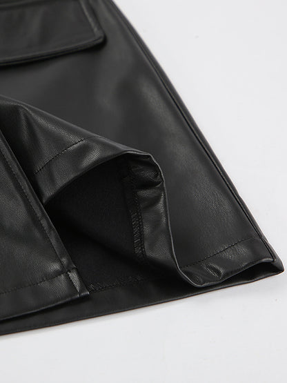 A-Line High Waisted Asymmetric Buttoned Solid Color Split-Joint Skirts Bottoms