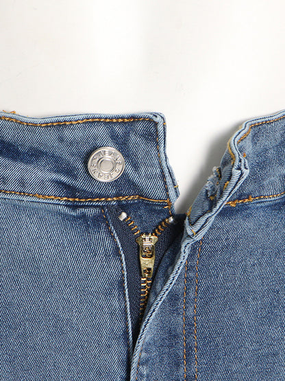 High Waisted Gauze Split-Joint Split-Side Jean Pants Bottoms