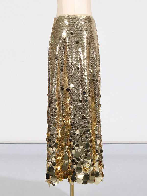 A-Line High Waisted Sequined Shiny Skirts Bottoms